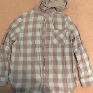 Blue & Grey Flannel With Hood